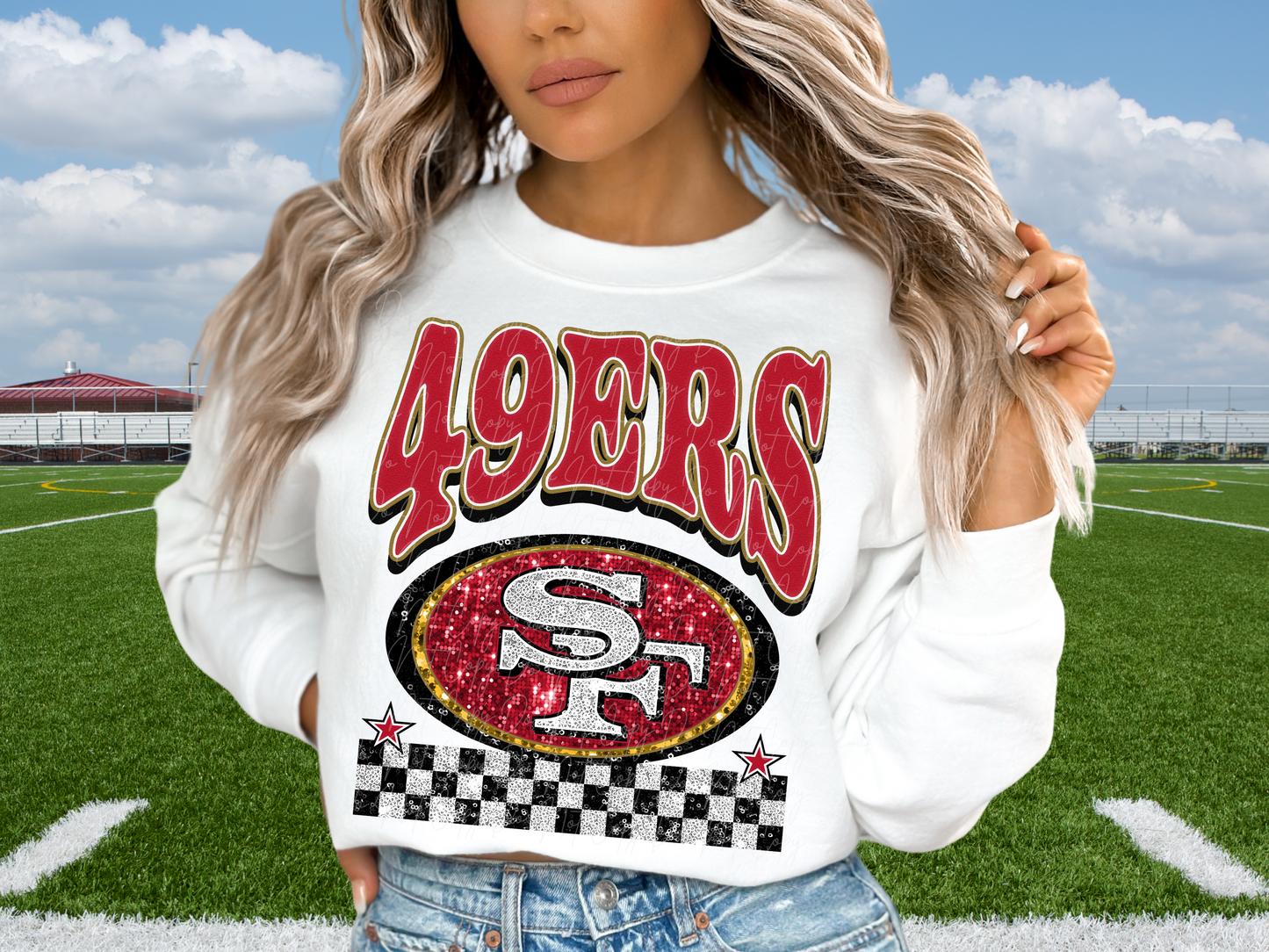 San Francisco 49ers Glitter Sequin Football DTF Transfer - KPI1875