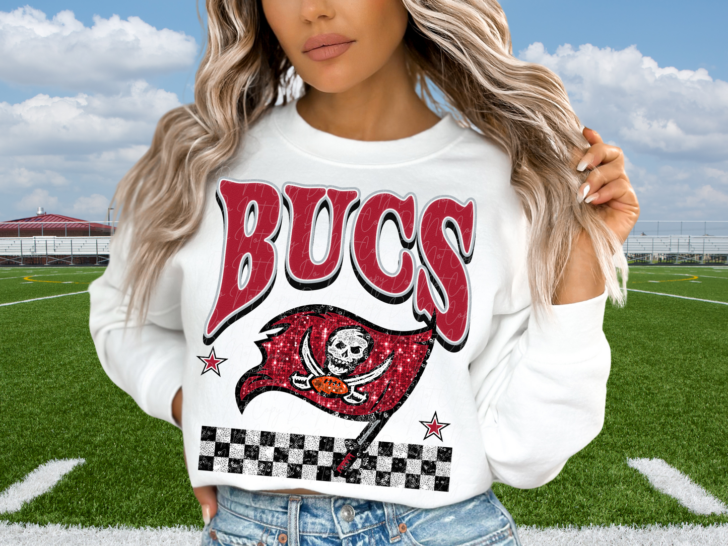 Tampa Bay Buccaneers Glitter Sequin Football DTF Transfer - KPI1880