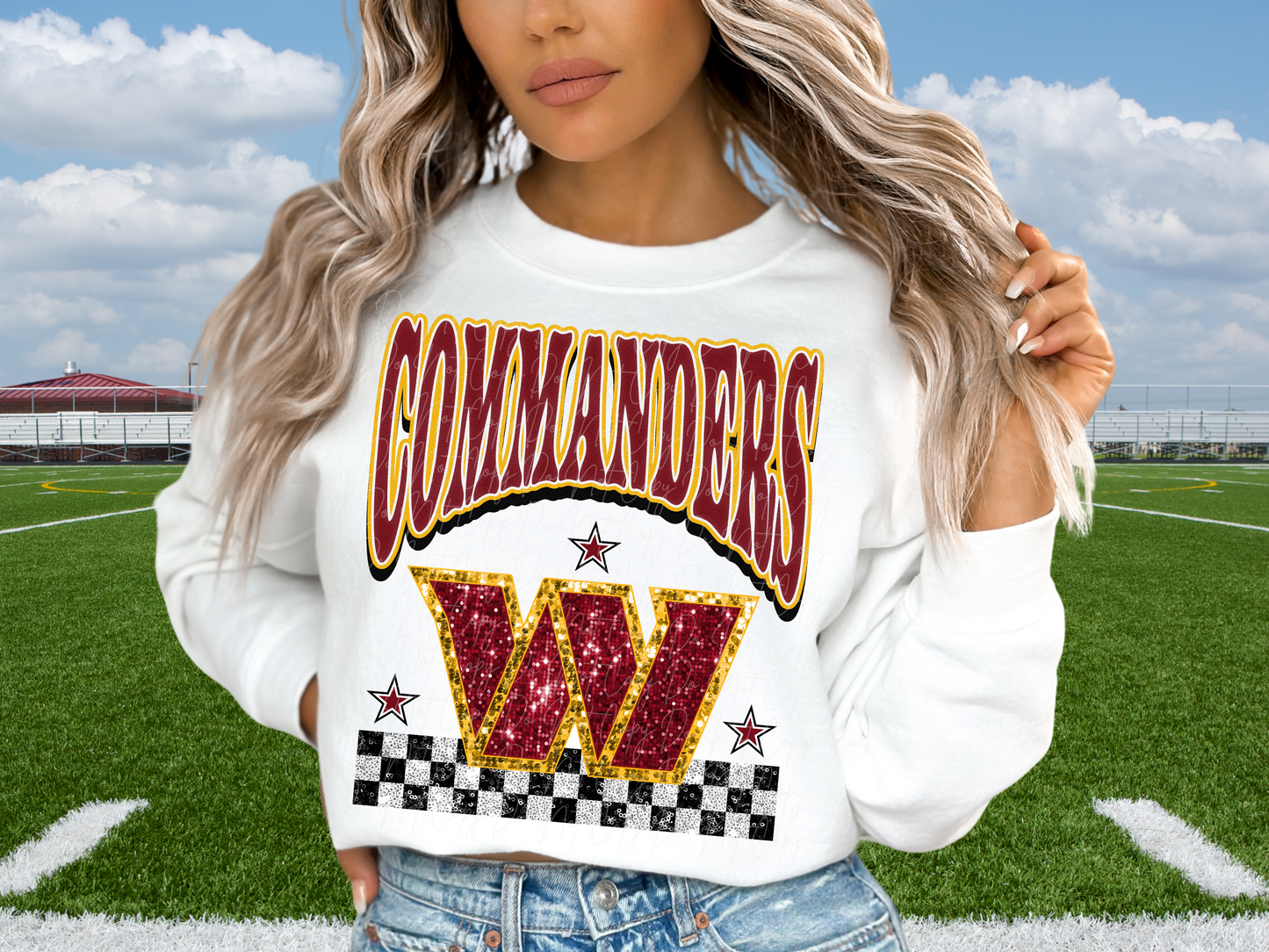 Washington Commanders Glitter Sequin Football DTF Transfer - KPI1884