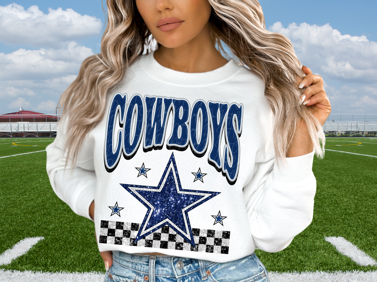 Dallas Cowboys Glitter Sequin Football DTF Transfer - KPI1885