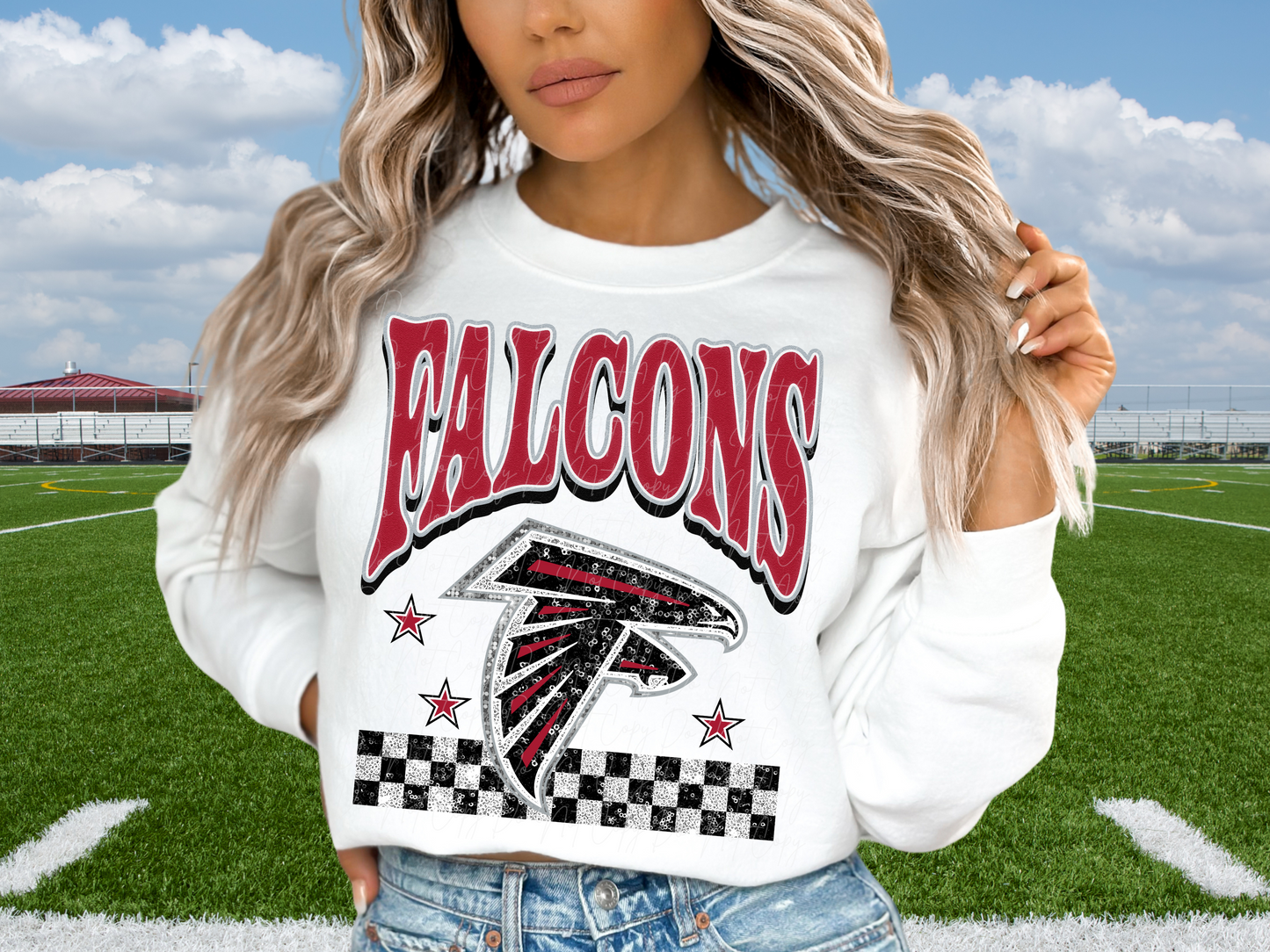 Atlanta Falcons Glitter Sequin Football DTF Transfer - KPI1888