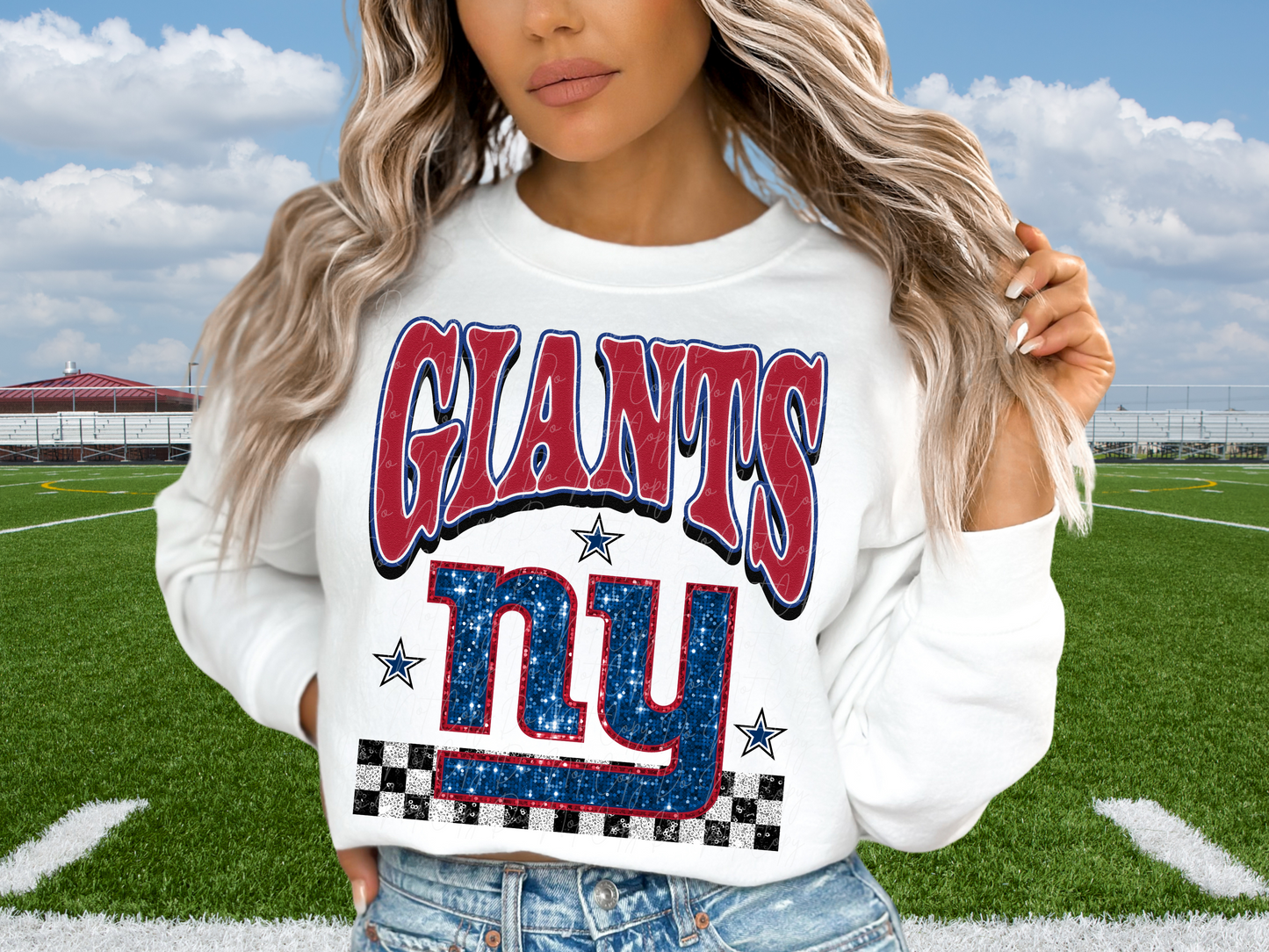 New York Giants Glitter Sequin Football DTF Transfer - KPI1889