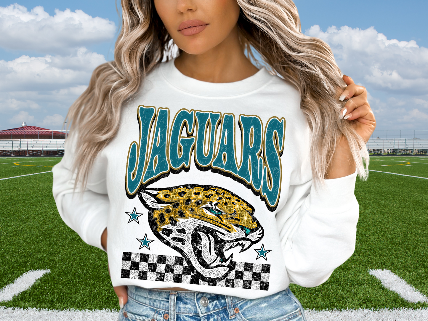 Jacksonville Jaguars Glitter Sequin Football DTF Transfer - KPI1890