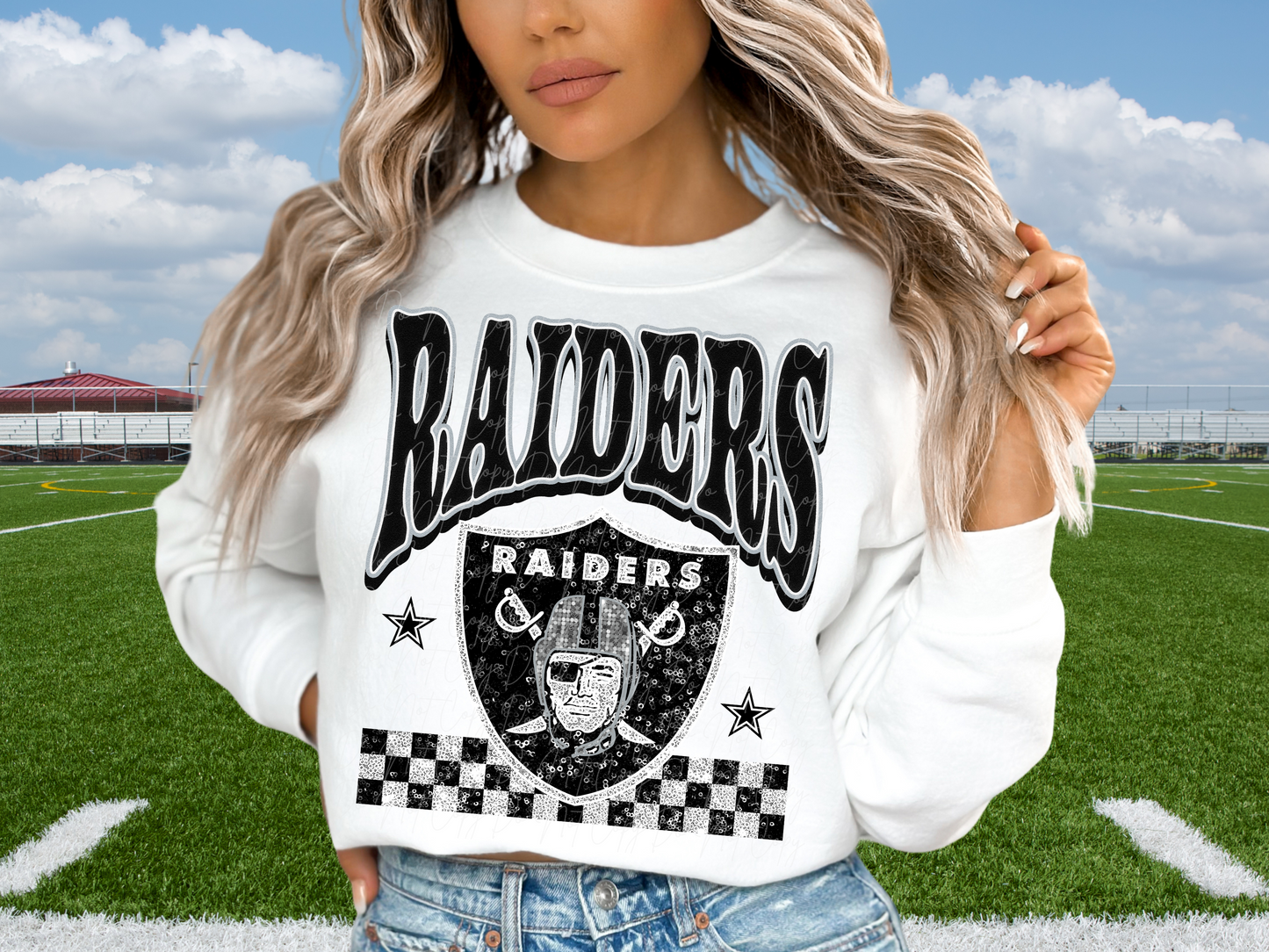 Las Vegas Raiders Glitter Sequin Football DTF Transfer - KPI1898