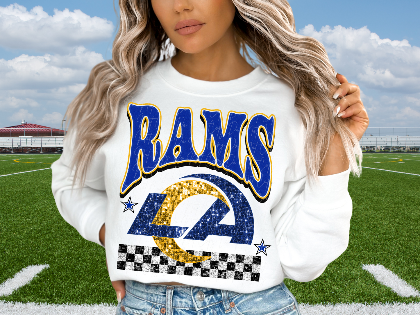 Los Angeles Rams Glitter Sequin Football DTF Transfer - KPI1899