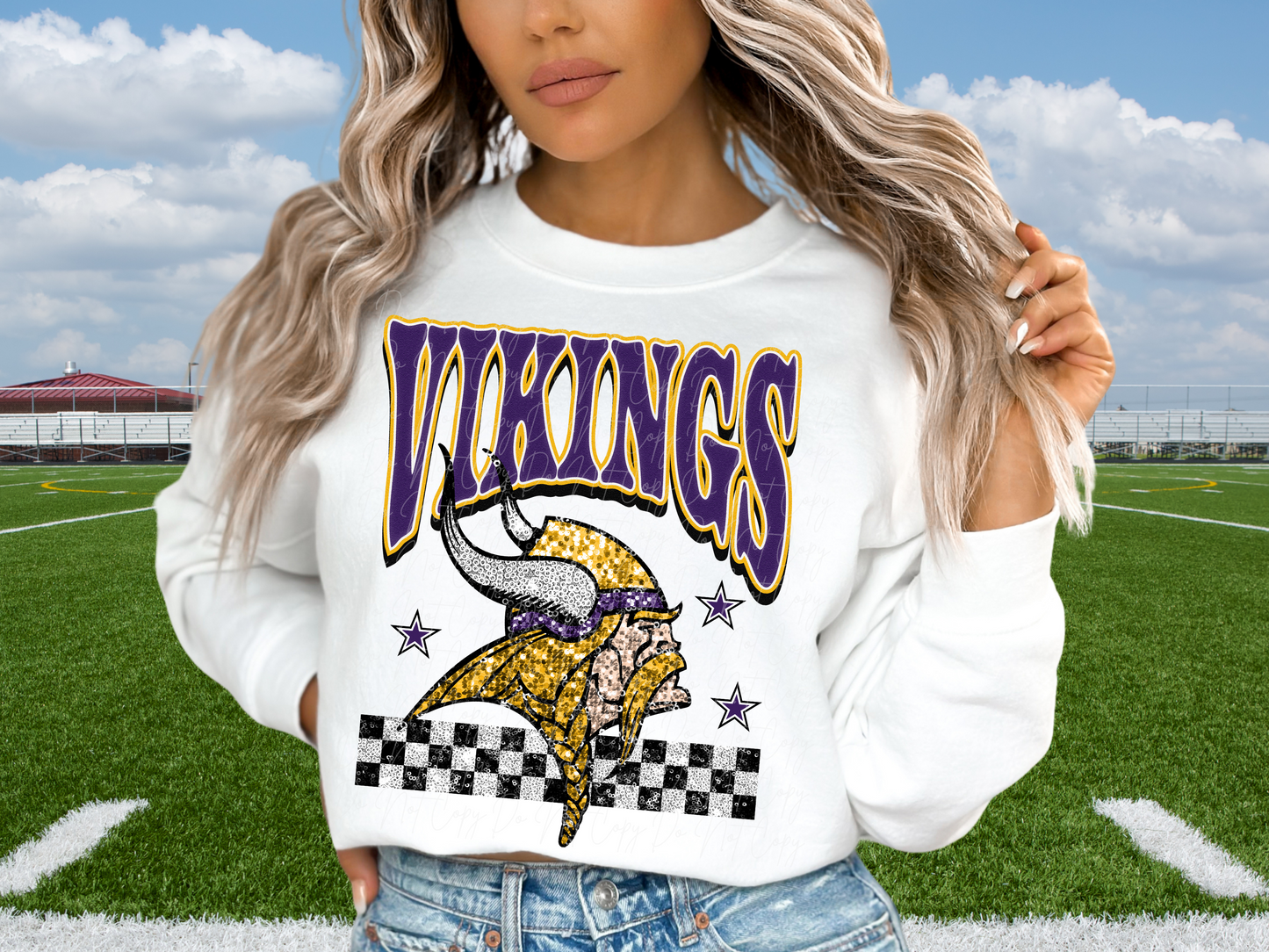 Minnesota Vikings Glitter Sequin Football DTF Transfer - KPI1906
