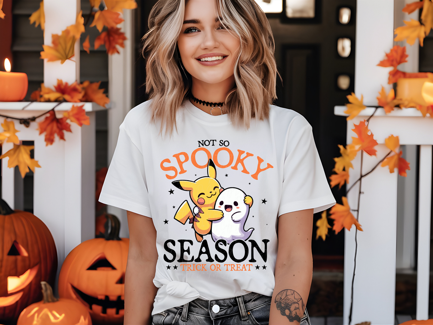Not So Spooky Season Pika Chu and Cute Ghost Halloween DTF Transfers - KPI1976