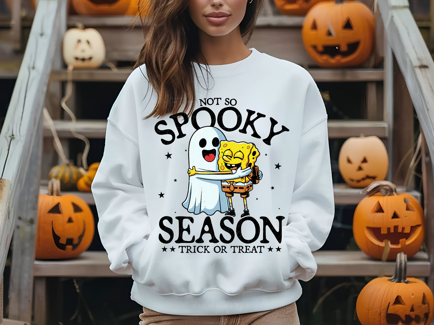 Not So Spooky Season Sponge Bob and Cute Ghost Halloween DTF Transfers - KPI1977