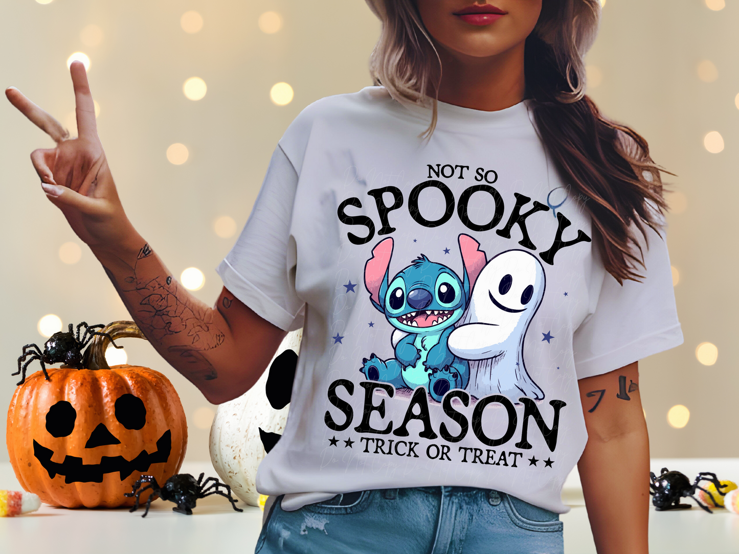 Not So Spooky Season Stitch and Cute Ghost Halloween DTF Transfers - KPI1985