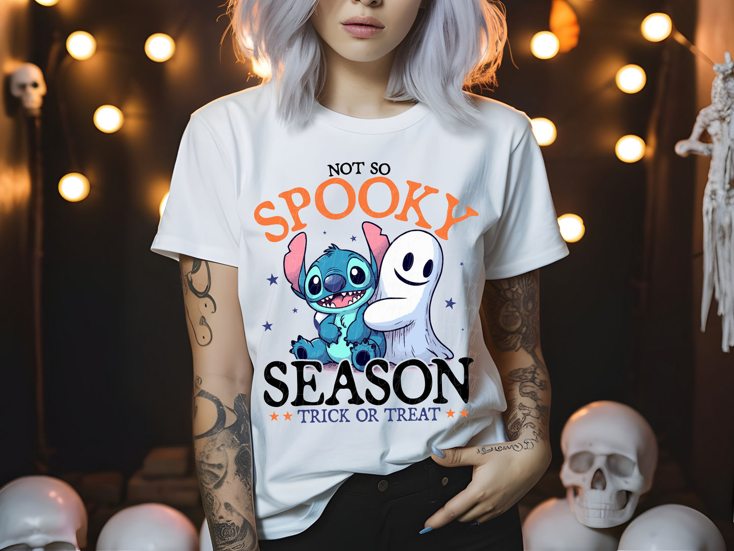 Not So Spooky Season Stitch and Cute Ghost Halloween DTF Transfers - KPI1986