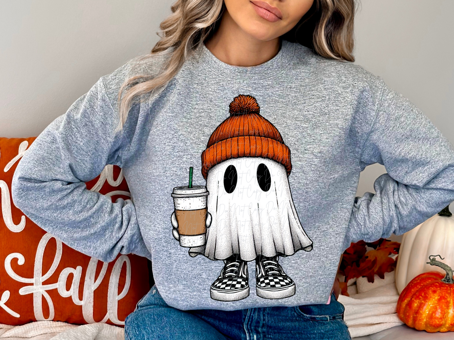 Festive Fall Ghost Hot Coffee Fall DTF Transfers - KPI2339