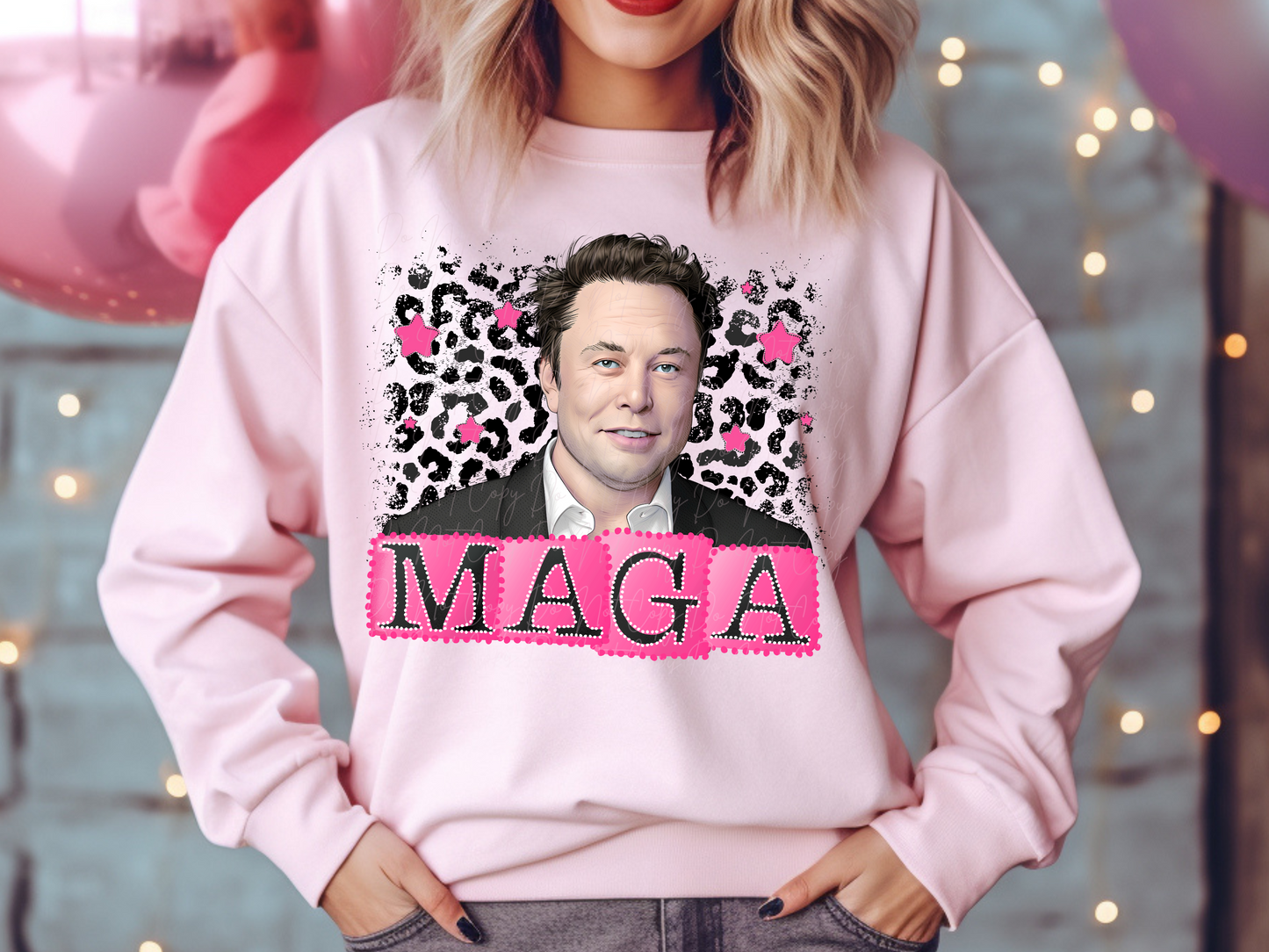 MAGA Elon Musk Pink Leopard Print Trump Political USA DTF Transfer - KPI2417
