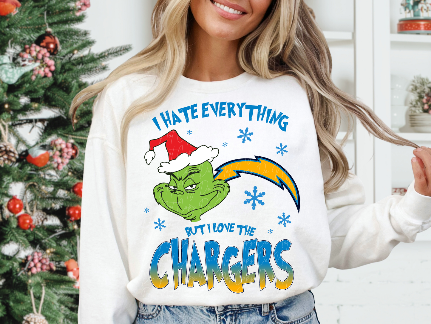 Los Angeles Chargers Mean Green Guy Christmas Football DTF Transfer - KPI2470