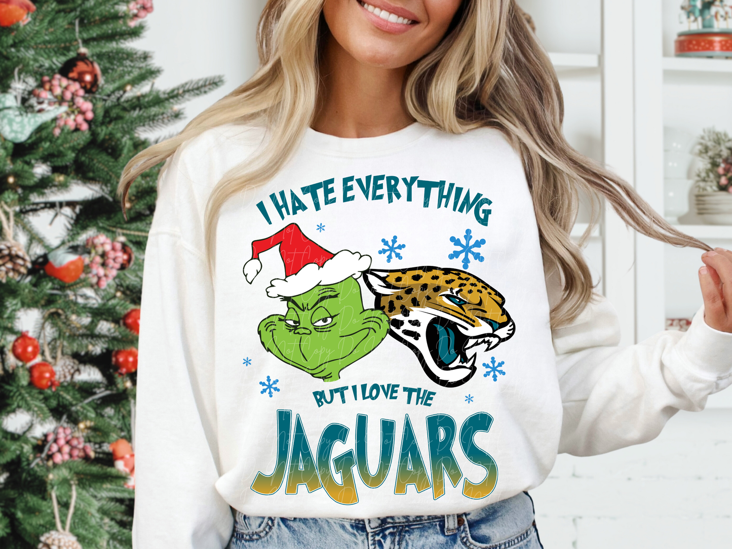 Jacksonville Jaguars Mean Green Guy Christmas Football DTF Transfer - KPI2479