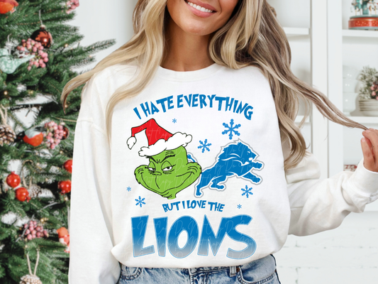 Detriot Lions Mean Green Guy Christmas Football DTF Transfer - KPI2481