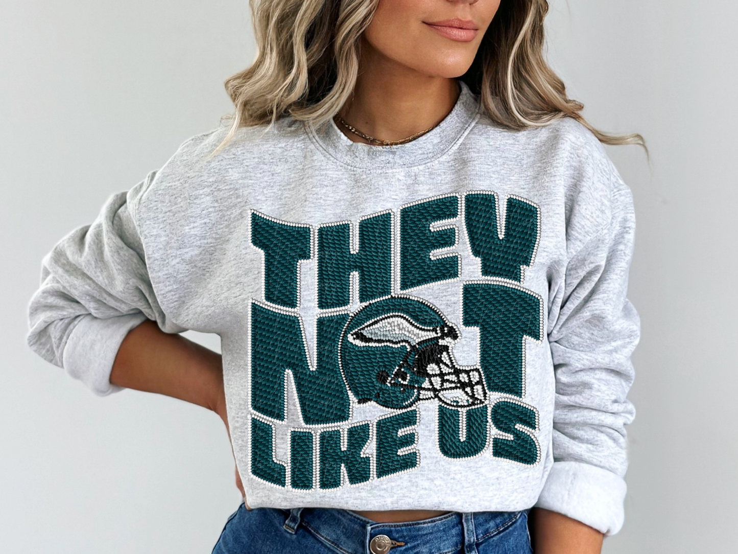 Philadelphia Eagles They Not Like Us Faux Embroidery Football DTF Transfer - KPI2504
