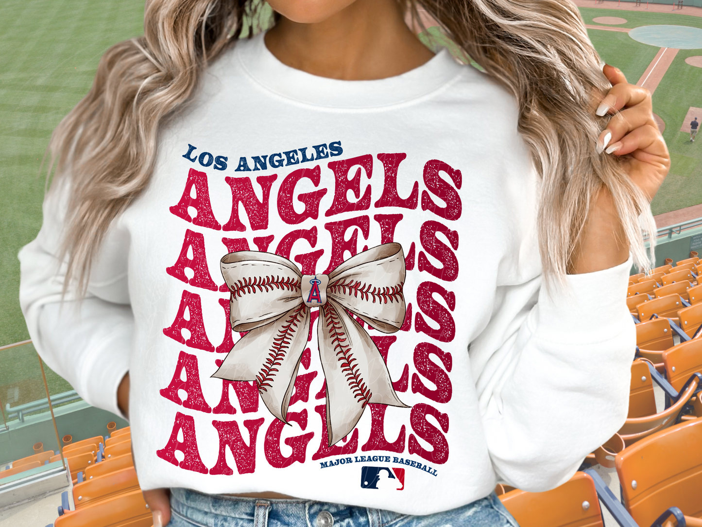 Los Angeles Angels Baseball Coquette Bow DTF Transfer - KPI2540