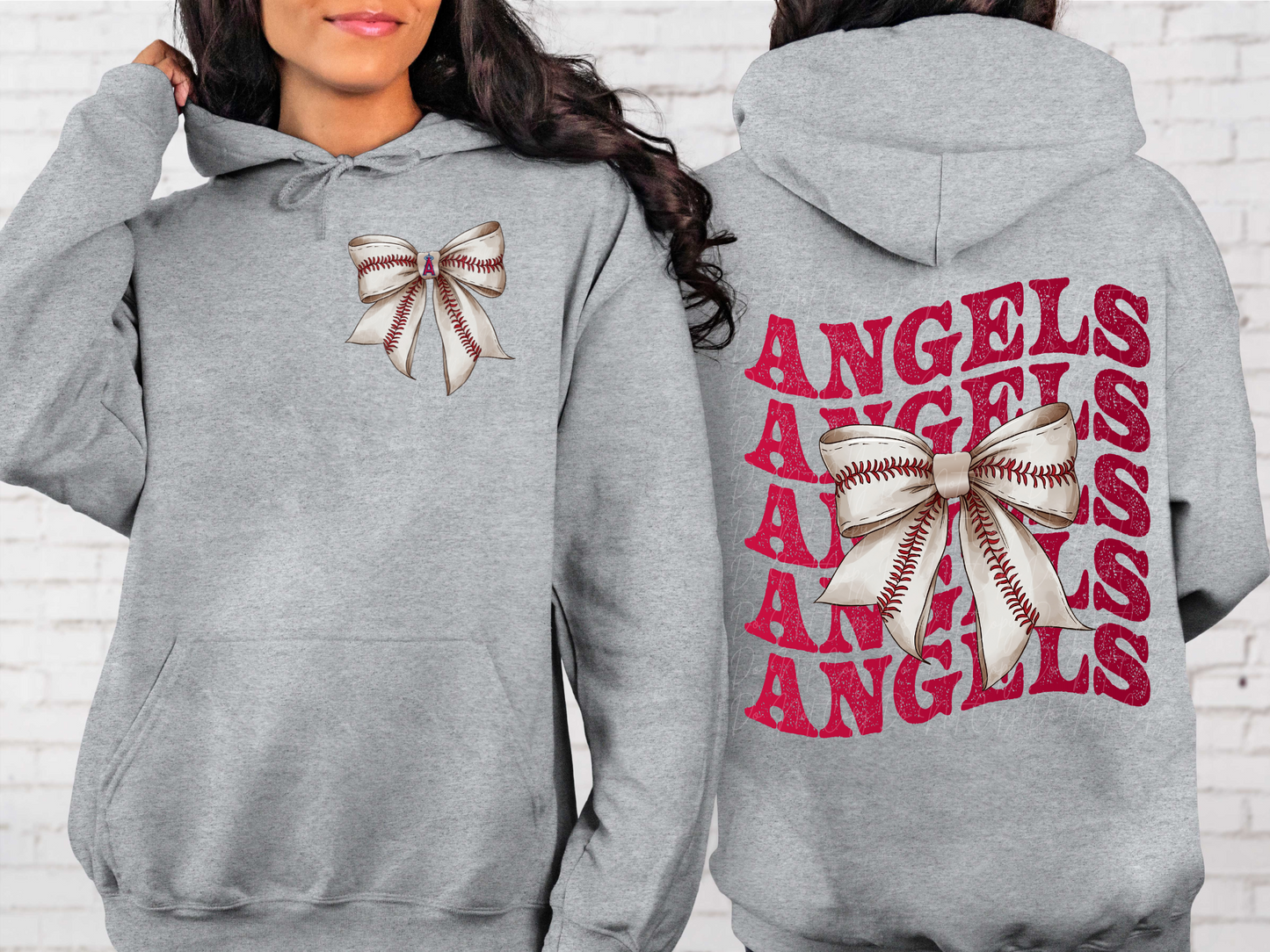 Los Angeles Angels Baseball Coquette Bow DTF Transfer - KPI2542