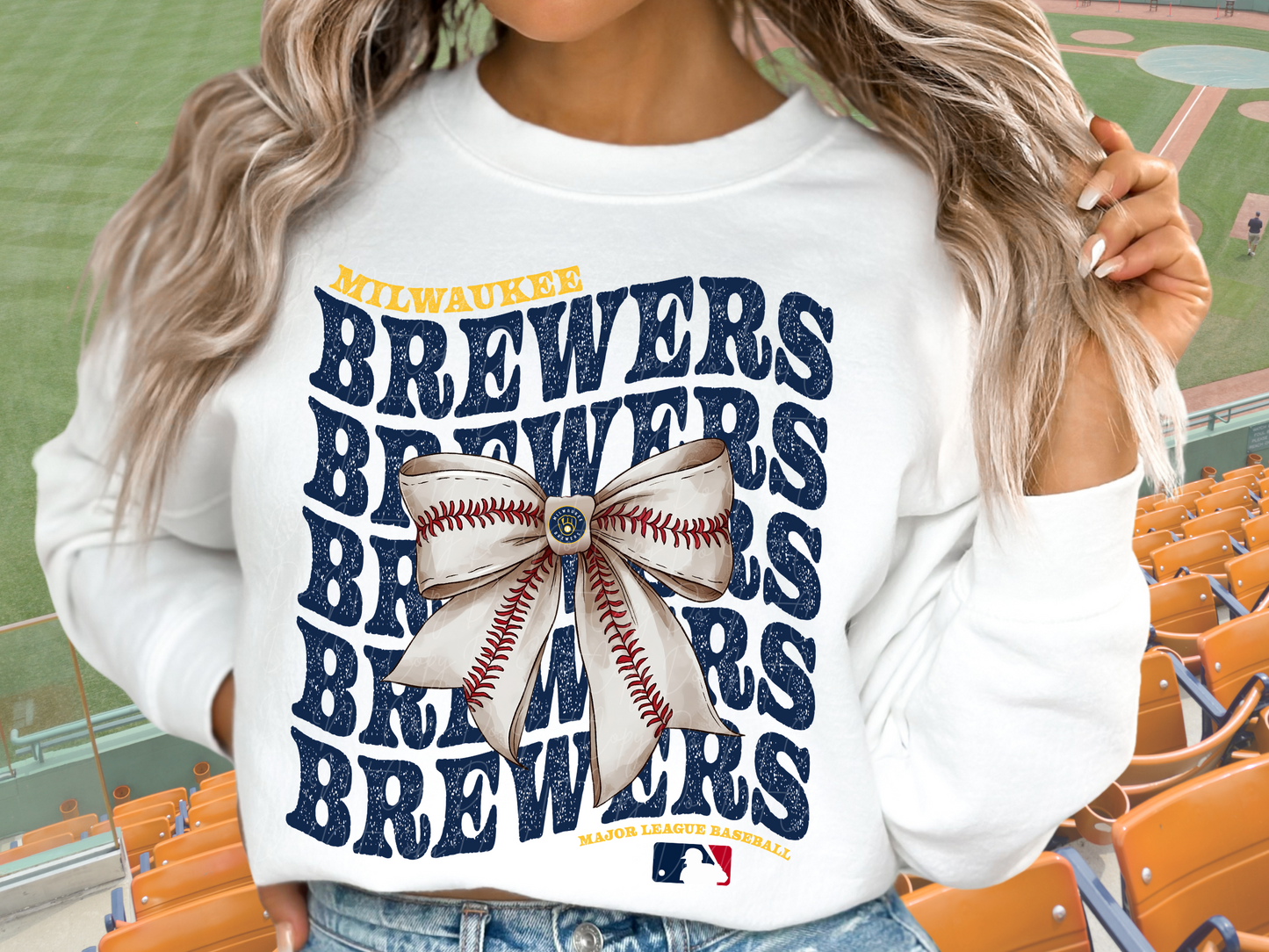 Milwaukee Brewers Baseball Coquette Bow DTF Transfer - KPI2555