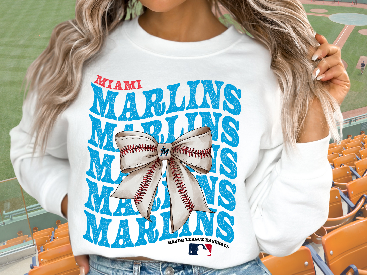 Miami Marlins Baseball Coquette Bow DTF Transfer - KPI2580