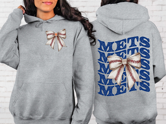 New York Mets Baseball Coquette Bow DTF Transfer - KPI2585