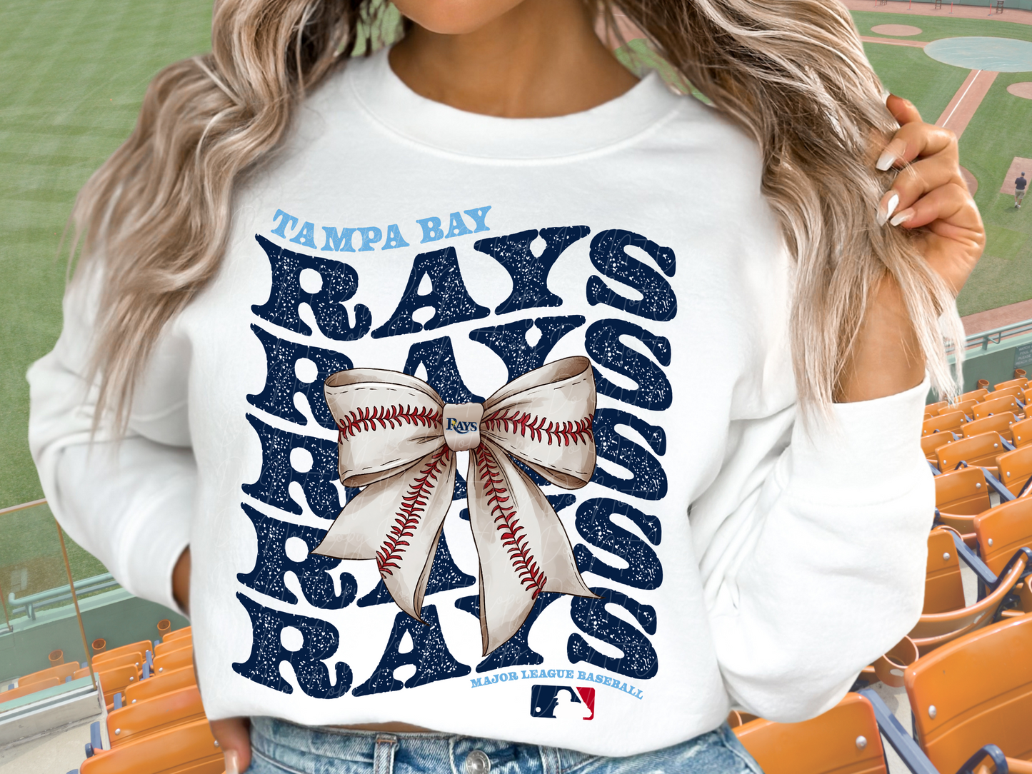 Tampa Bay Rays Baseball Coquette Bow DTF Transfer - KPI2604