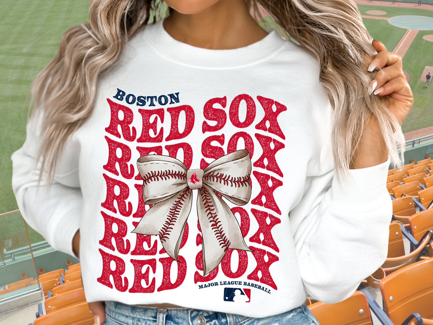 Boston Red Sox Baseball Coquette Bow DTF Transfer - KPI2607