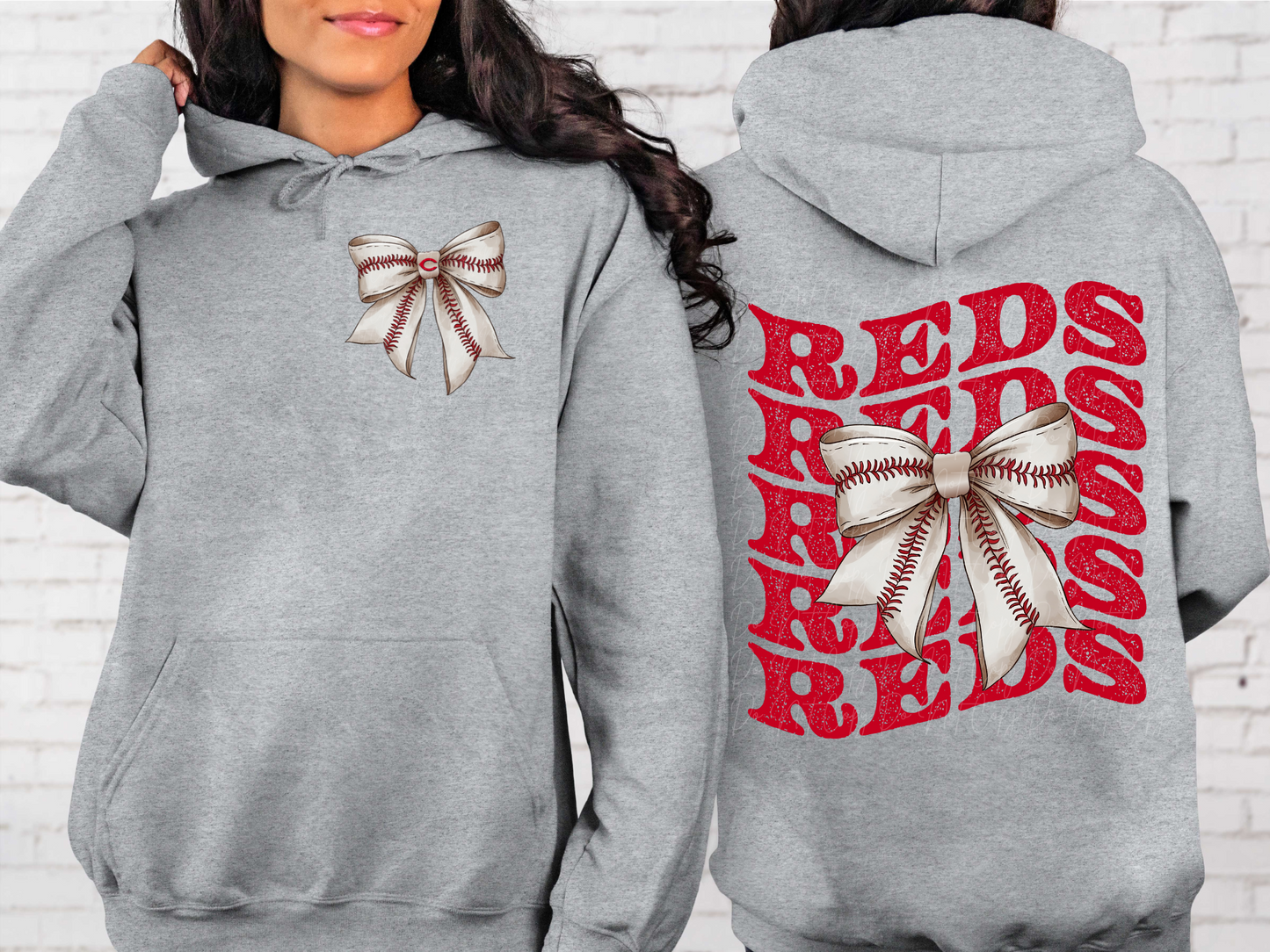 Cincinnati Reds Baseball Coquette Bow DTF Transfer - KPI2612