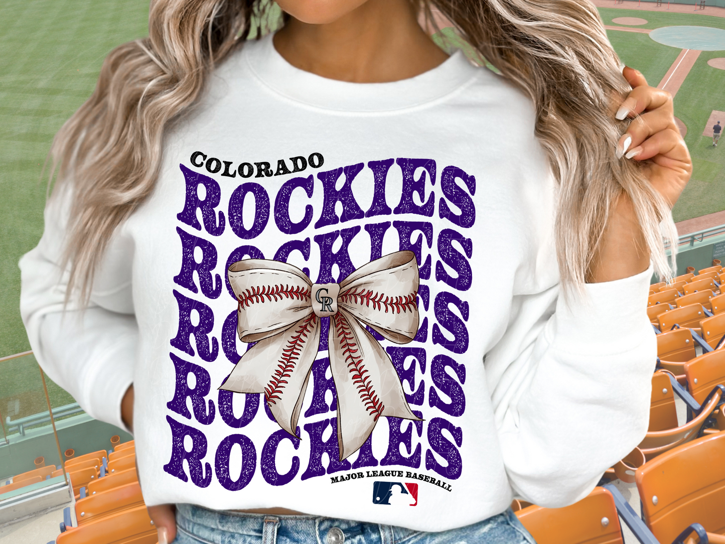 Colorado Rockies Baseball Coquette Bow DTF Transfer - KPI2613