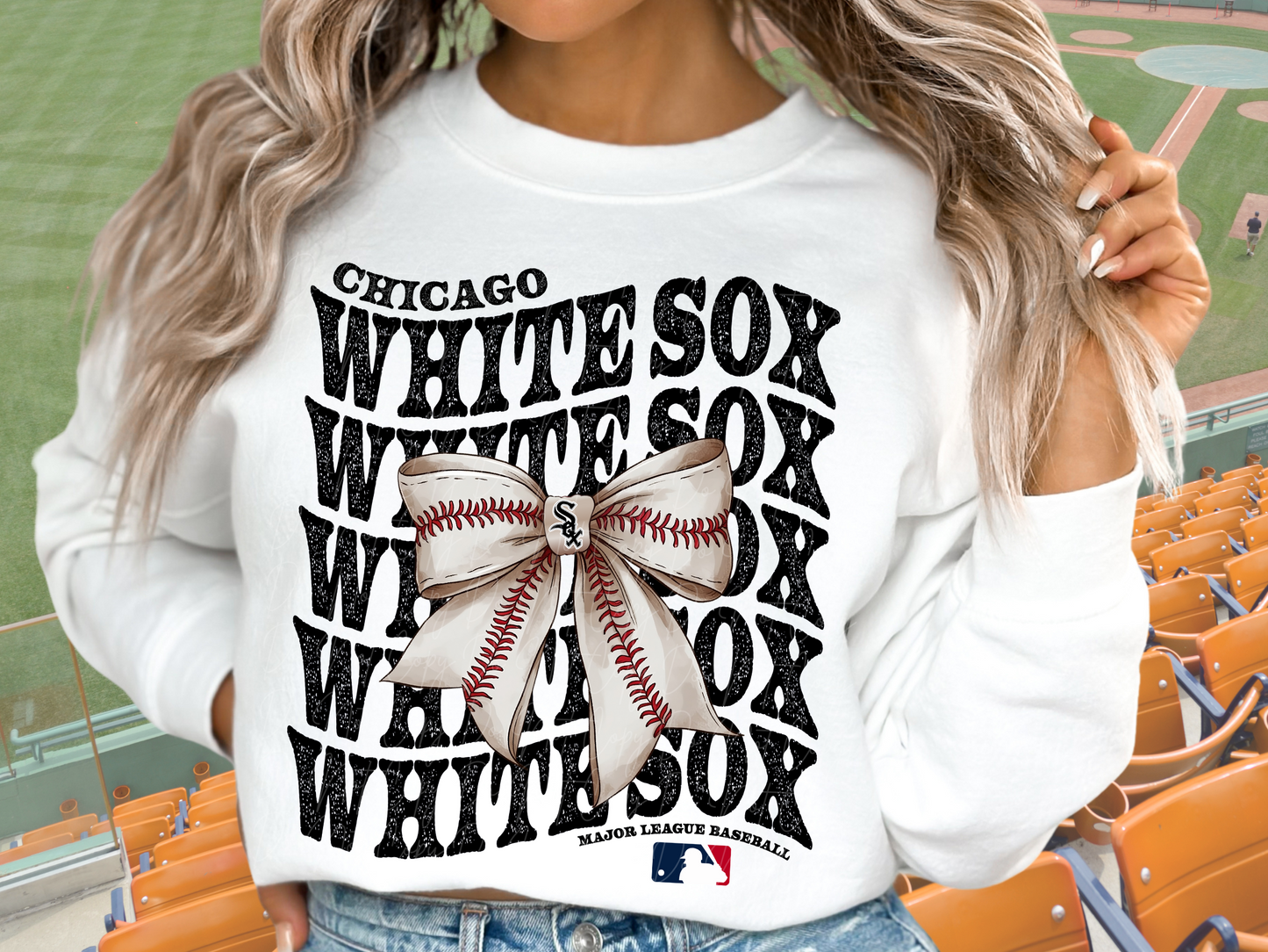 Chicago White Sox Baseball Coquette Bow DTF Transfer - KPI2625