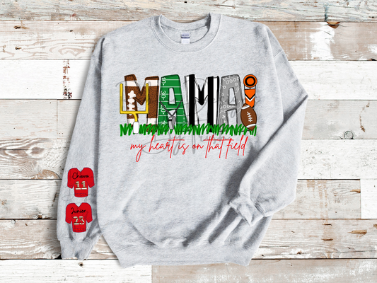 Custom Football Mama My Heart Is On That Field Sweatshirt