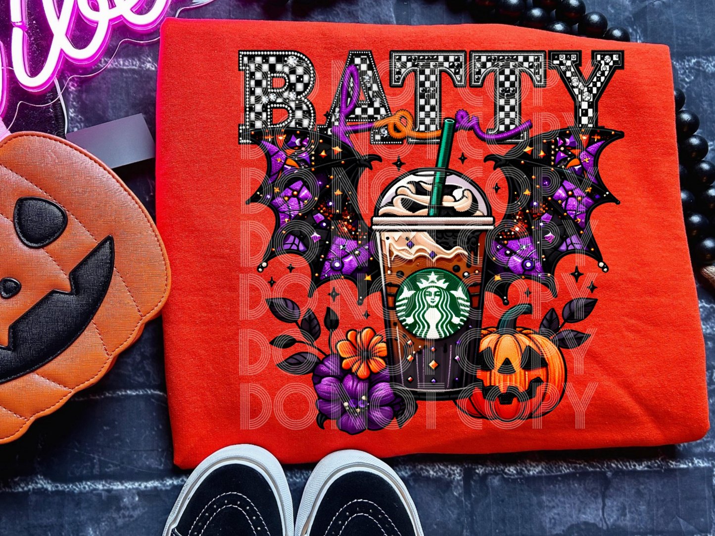 Batty For Starbies Halloween DTF Transfers - PHD1006