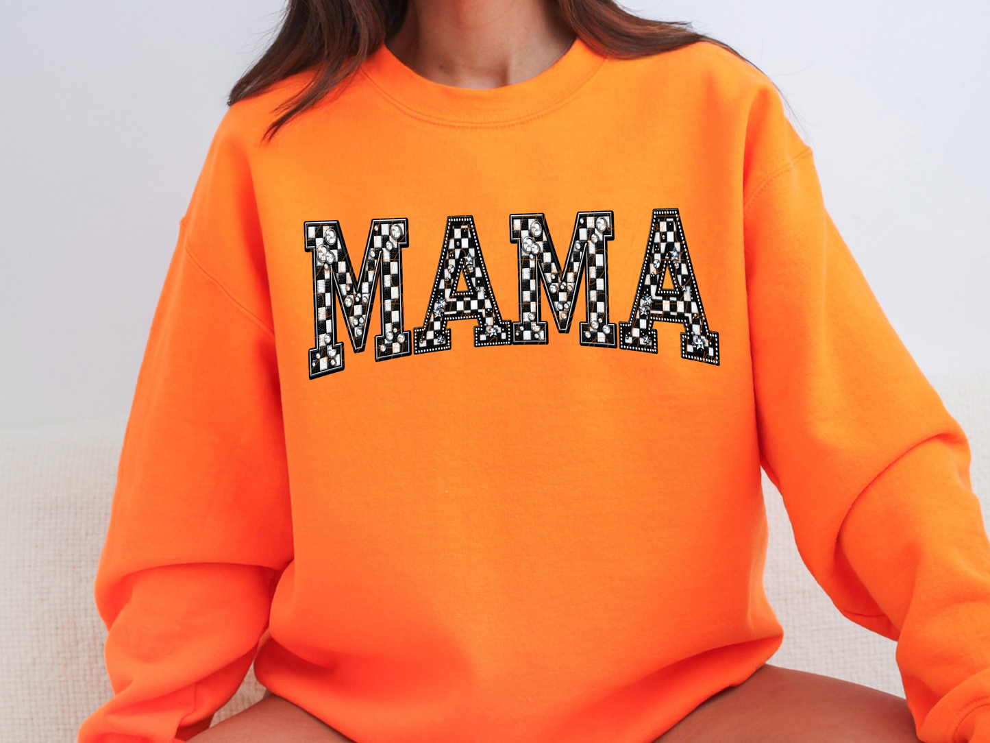Mama Checkered Rhinestone DTF Transfer - PHD1008