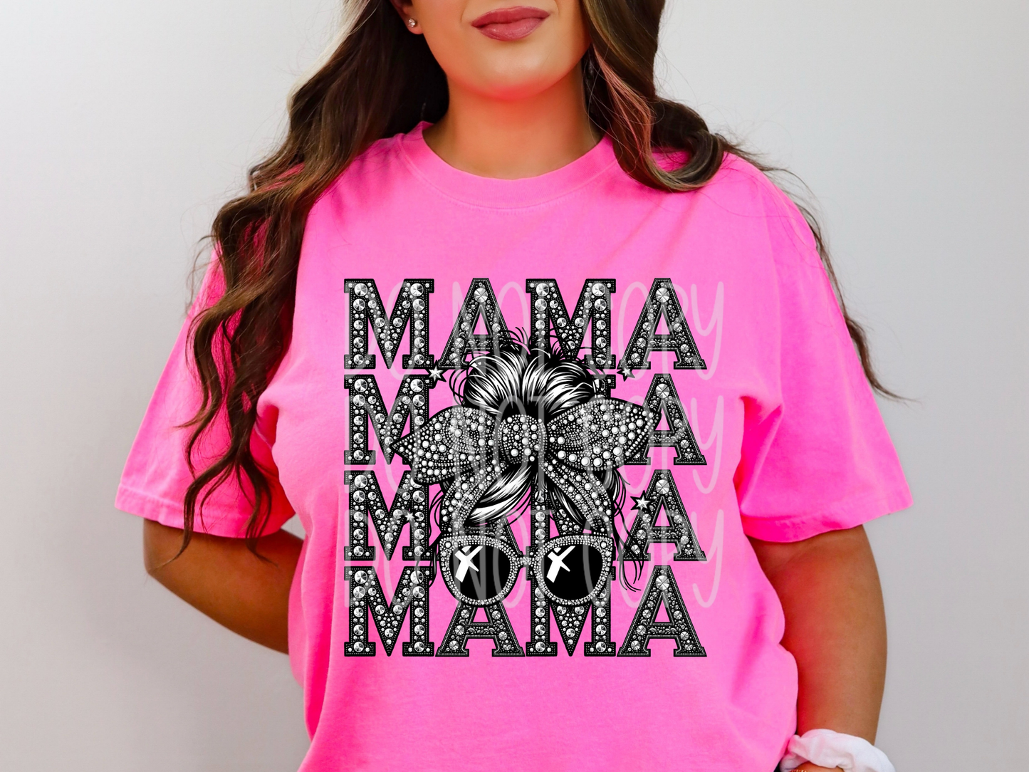 Mama Faux Embroidery Rhinestone Mom DTF Transfer - PHD1030