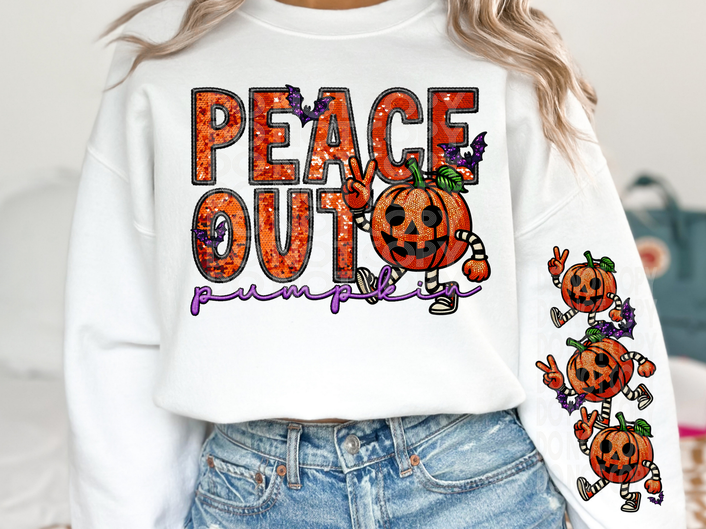 Peace Out Pumpkin Halloween DTF Transfers - PHD1034