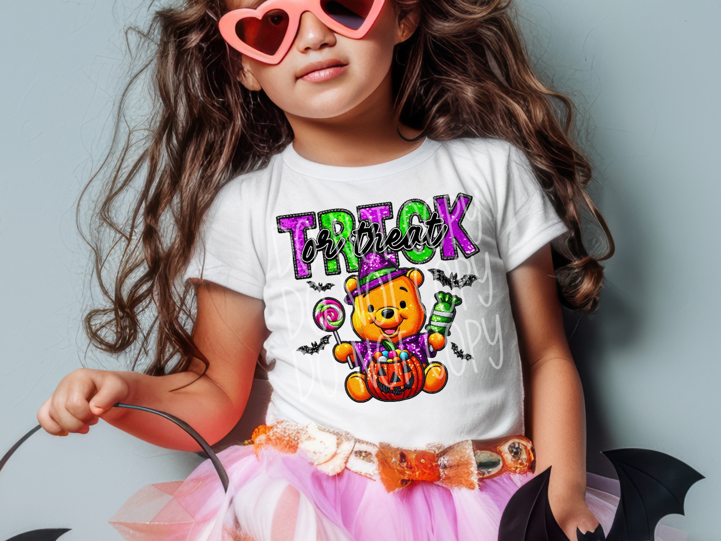 Trick or Treat Faux Embroidery Sequin Halloween DTF Transfers - PHD1162