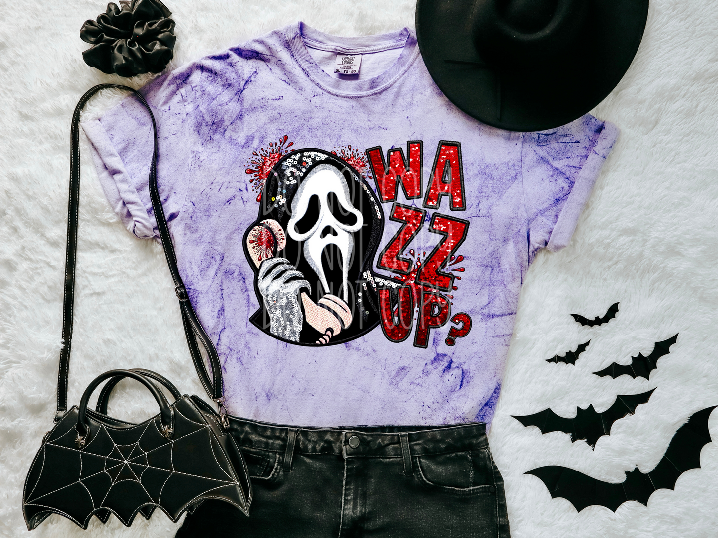 Ghost Face Faux Embroidery Sequin Halloween DTF Transfers - PHD1163