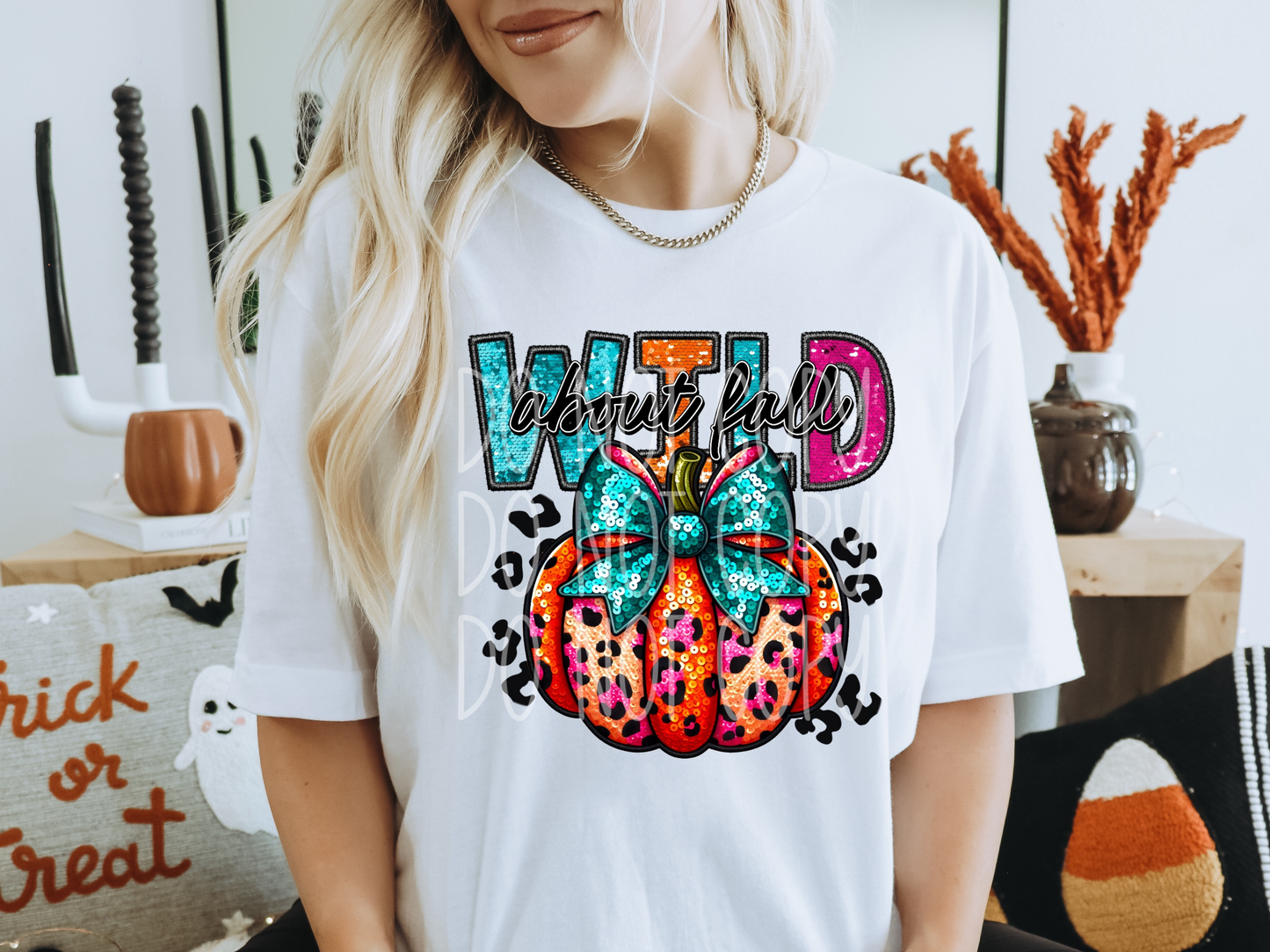 Wild About Fall Sequin Pumpkin Fall DTF Transfers - PHD1164