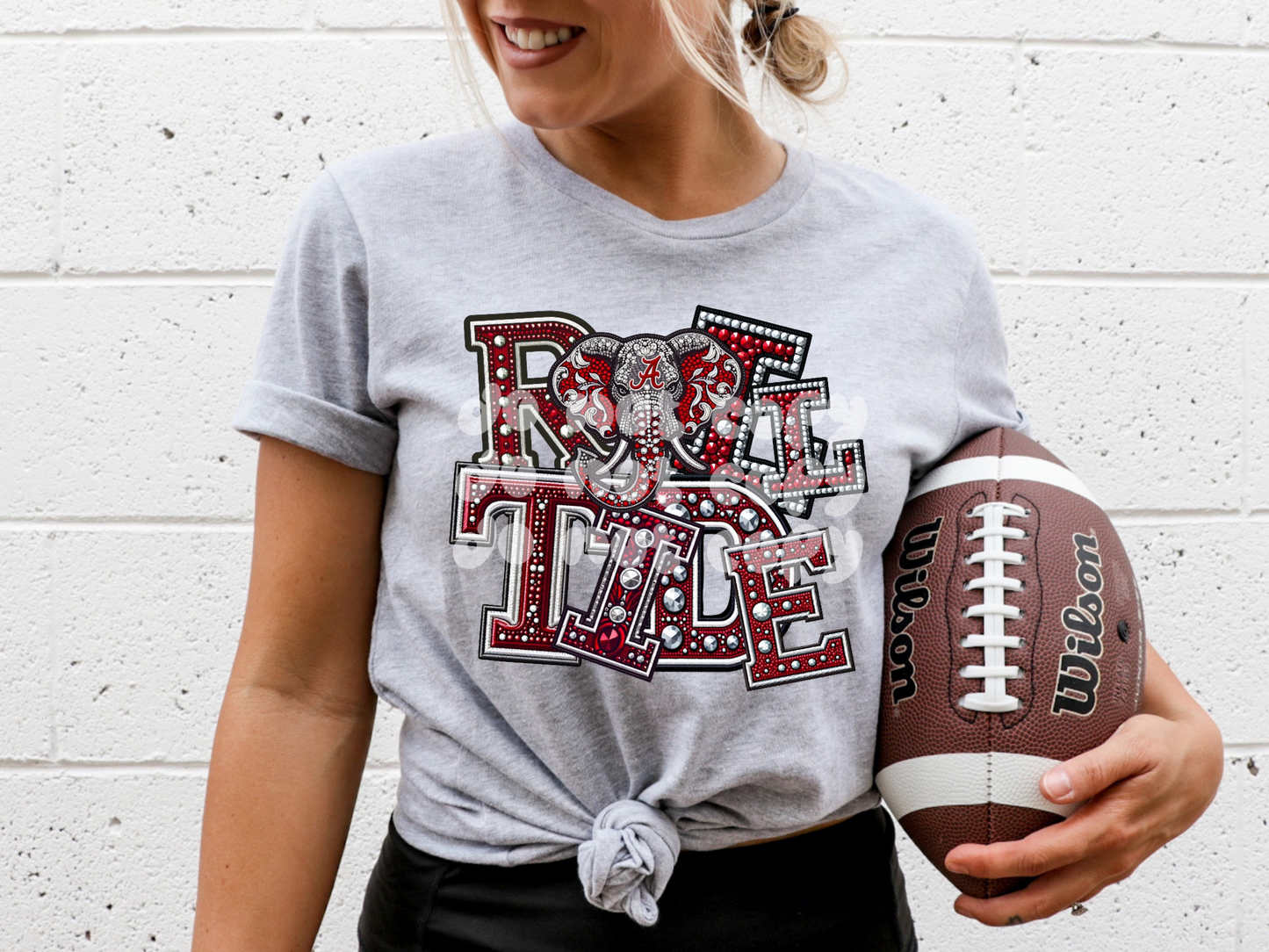 Alabama Crimson Tide Football Roll Tide Faux Rhinestone Embroidery College Football DTF Transfers - PHD1196