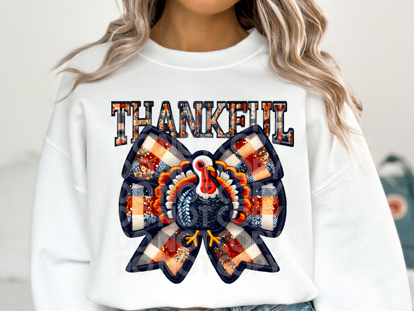 Thankful Turkey Faux Embroidery Thanksgiving DTF Transfers - PHD1209