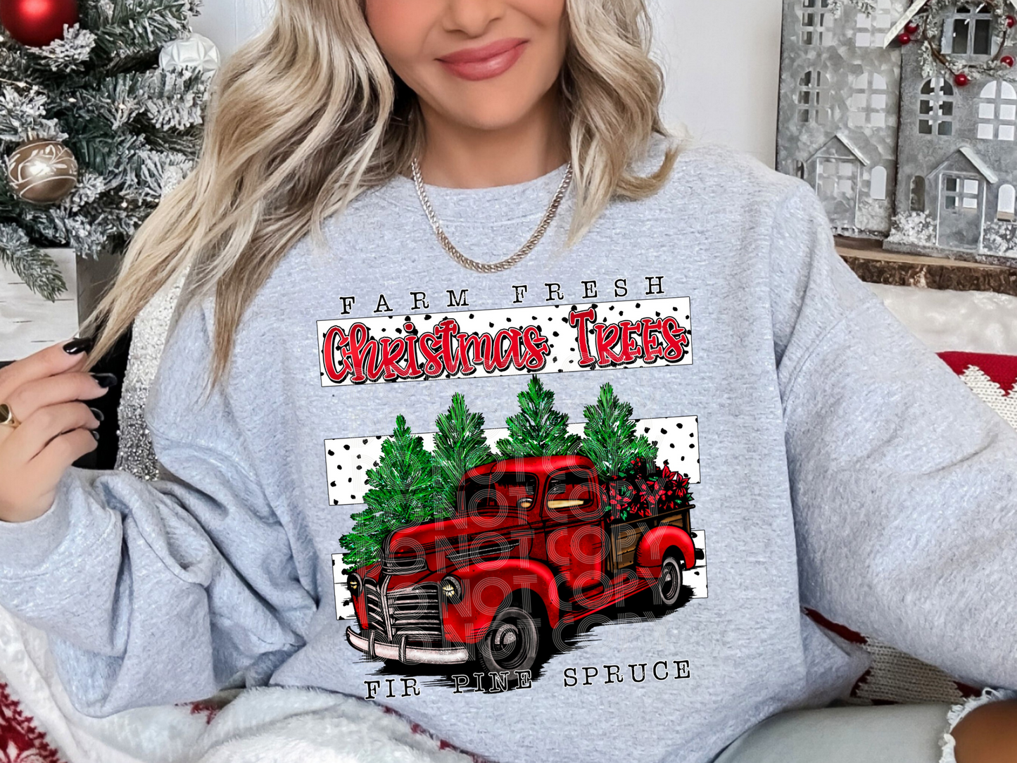 Farm Fresh Christmas Trees Fir Pine Spruce Christmas DTF Transfers - PHD1233