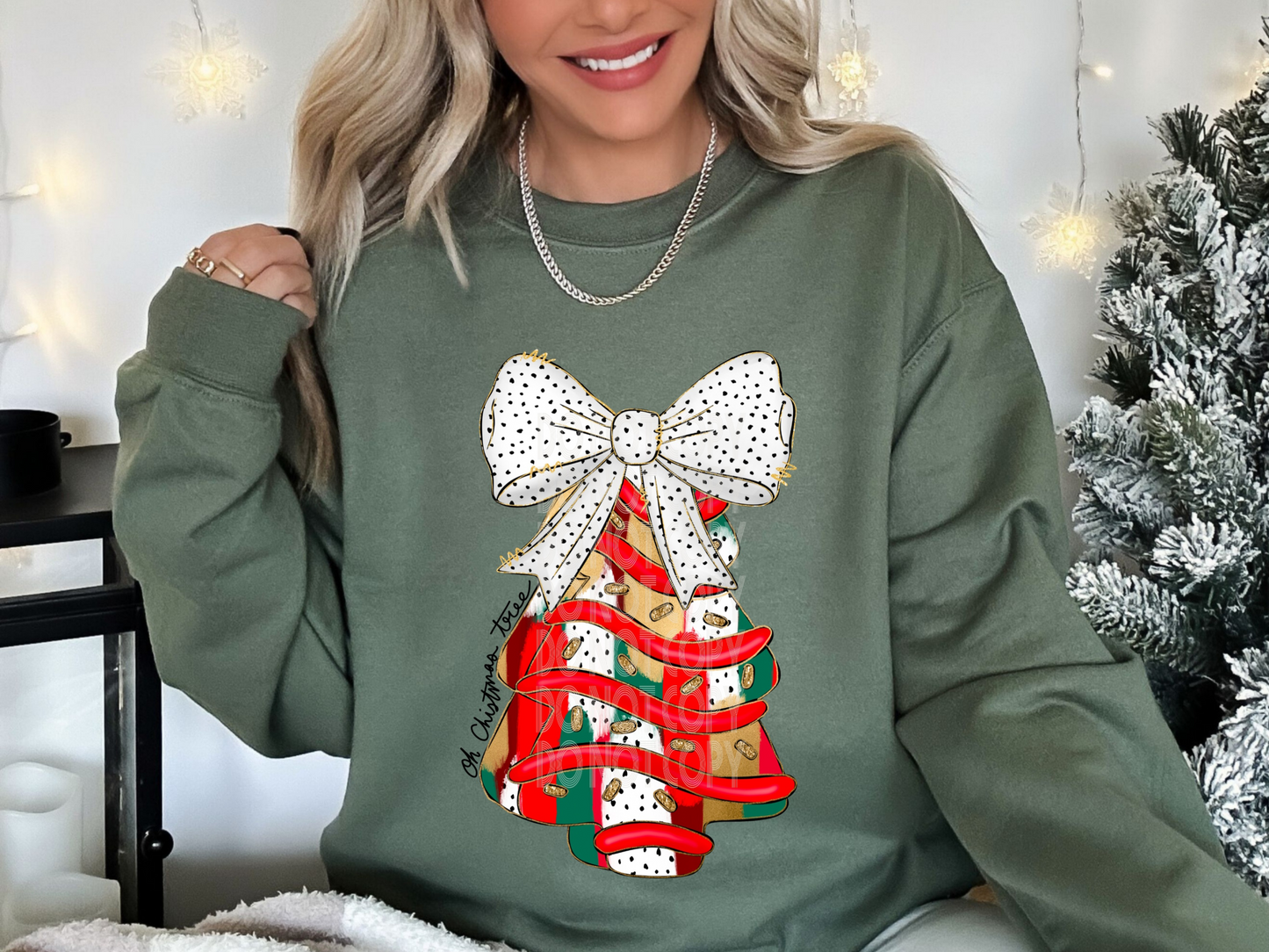 Oh Christmas Tree Polka Dot Bow Christmas DTF Transfers - PHD1234