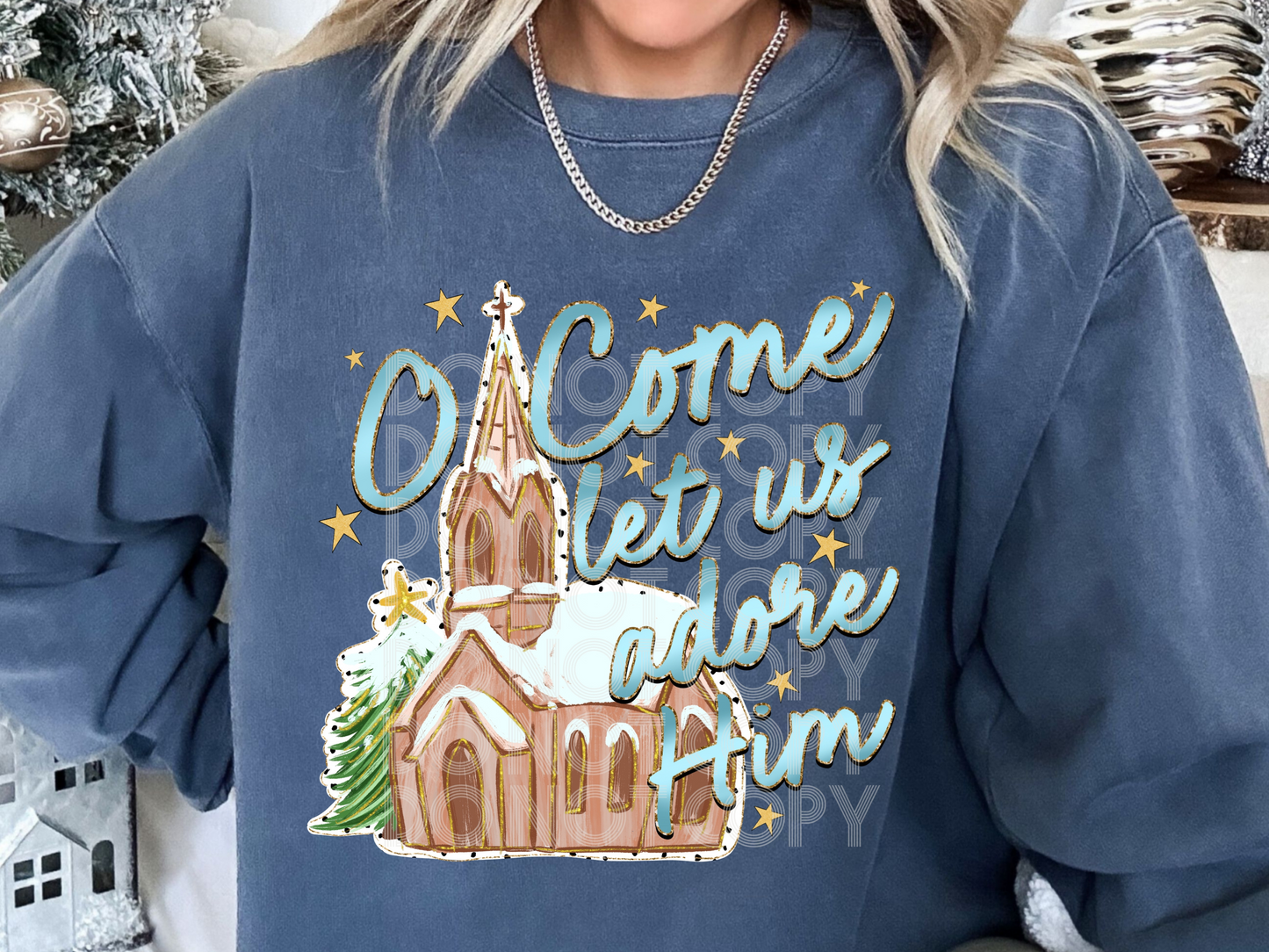 O Come Let Us Adore Him Faith and Christmas DTF Transfers - PHD1237