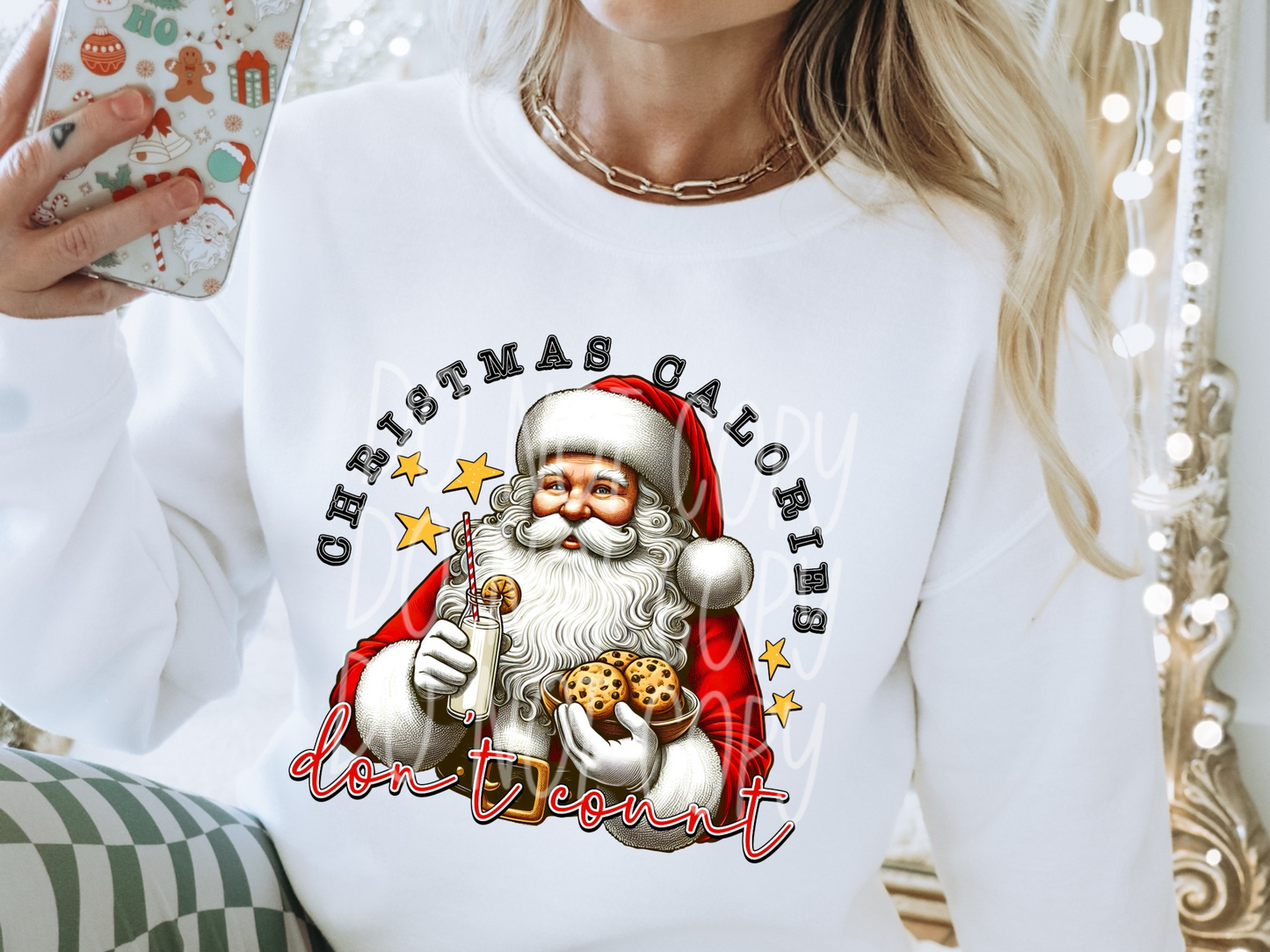 Christmas Calories Don't County Santa Milk And Cookies Christmas DTF Transfers - PHD1240