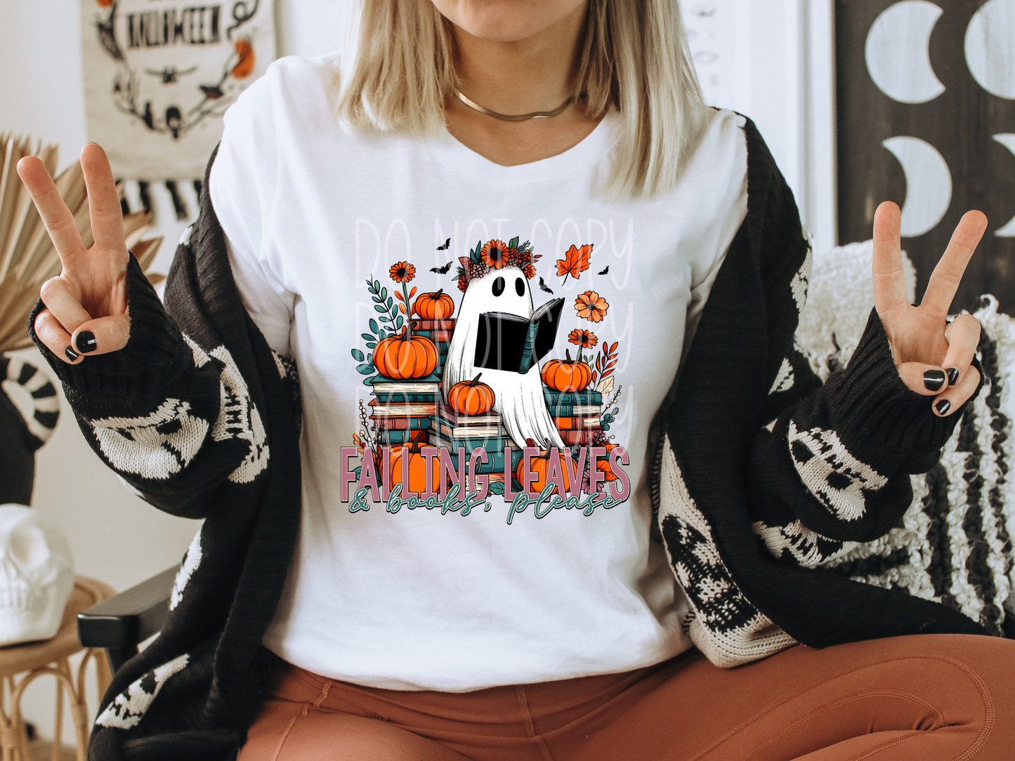 Falling Leaves and Books Please Book Lovers and Fall DTF Transfers - PHD1255