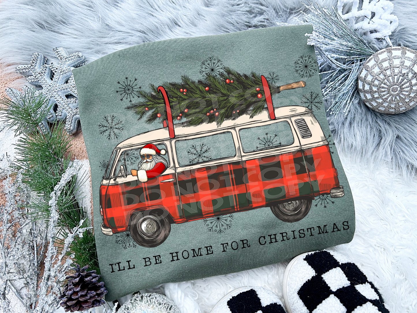 I'll Be Home For Christmas Classic VW Bus Christmas DTF Transfers - PHD1279
