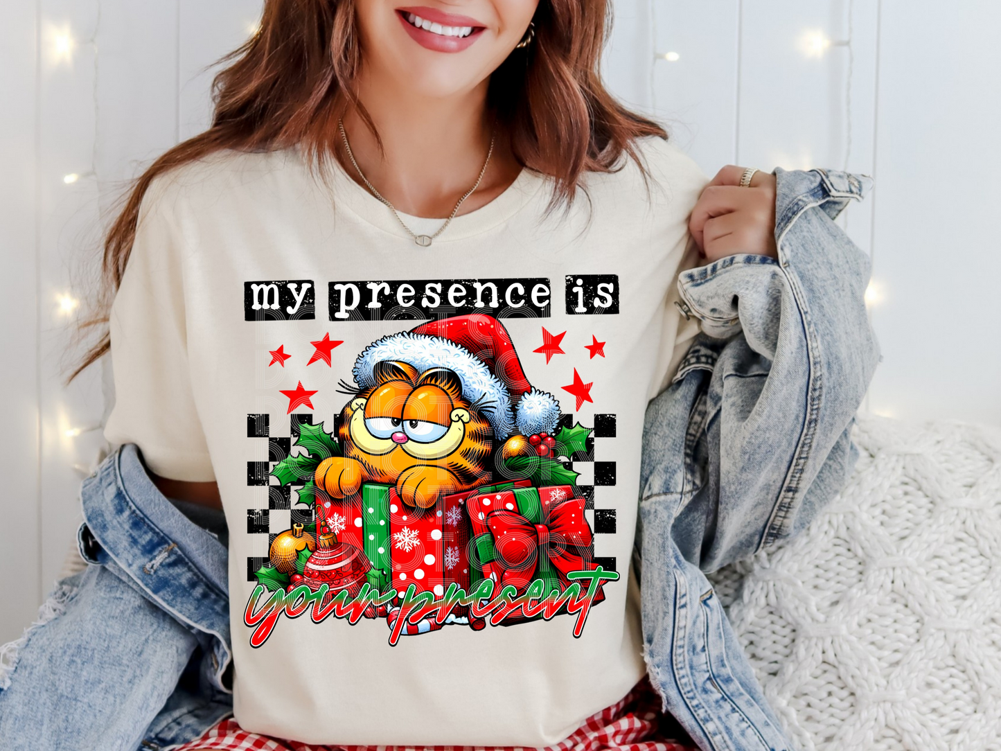 My Presence Is Your Present Famous Orange Cat Christmas DTF Transfers - PHD1283