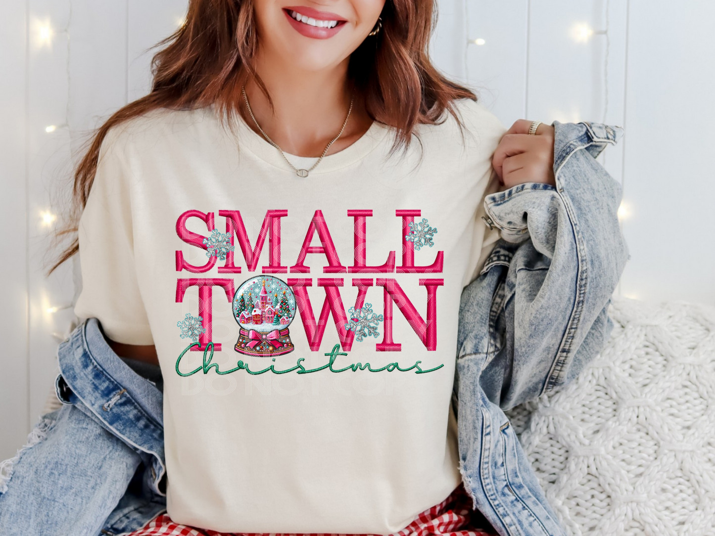 Small Town Christmas Faux Embroidery Christmas DTF Transfers - PHD1284