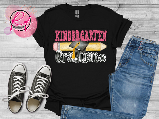 Pink Kindergarten Grade Graduate Shirt