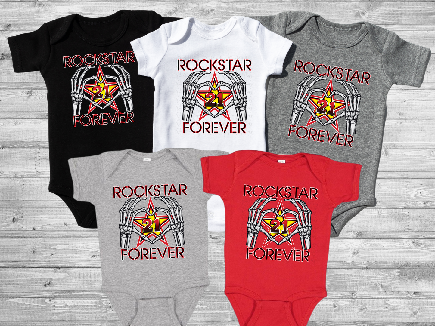 Rockstar Forever Memorial Baby Onesie (Front Design Only)